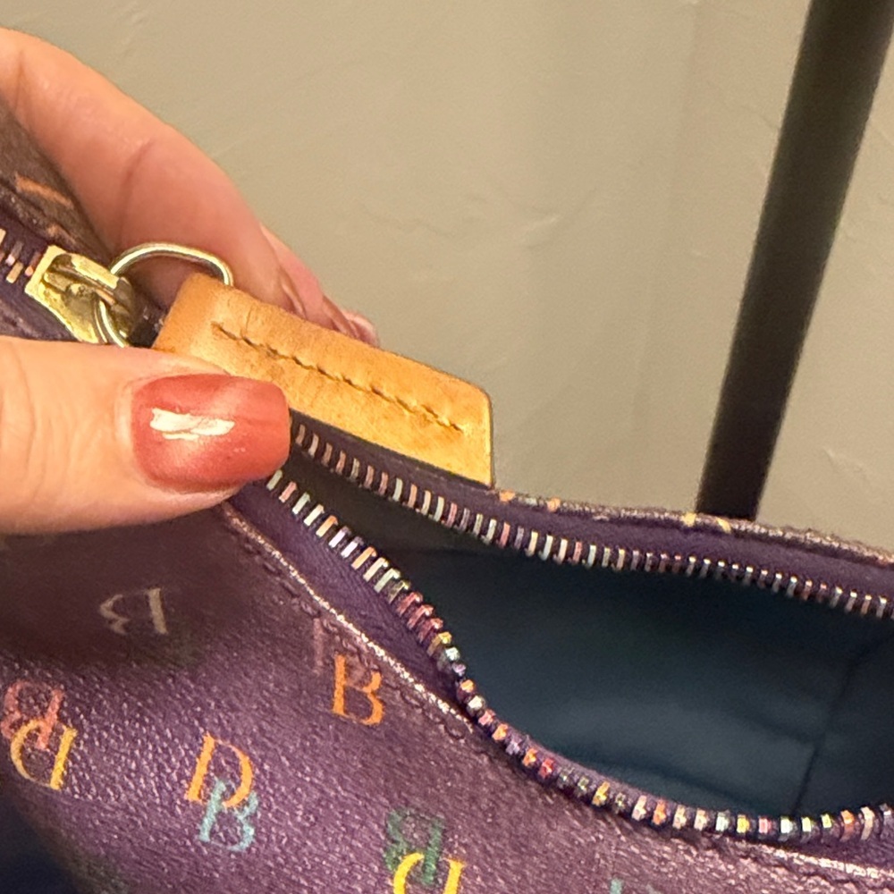 Vintage Y2K Dooney & Bourke Small  Rainbow Zipper Monogram Shoulder Bag - Picture 10 of 14